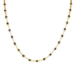 Stunning 14k Yellow Gold With Black Diamond Stones Chain Necklace 18"